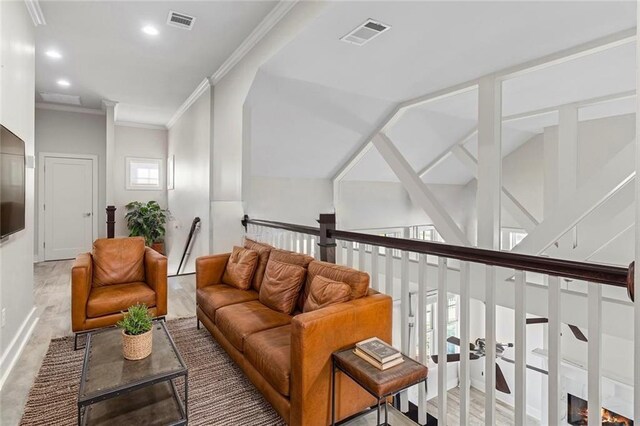 344 Ormond Dr, Covington, LA 70433 - living room with ornamental molding and recessed lighting