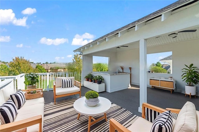 344 Ormond Dr, Covington, LA 70433 - view of patio / terrace featuring ceiling fan, an outdoor hangout area, and area for grilling