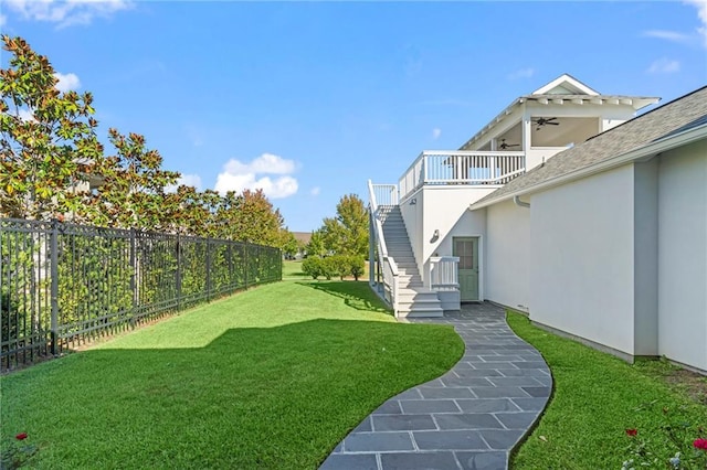 344 Ormond Dr, Covington, LA 70433 - view of yard featuring ceiling fan and stairs