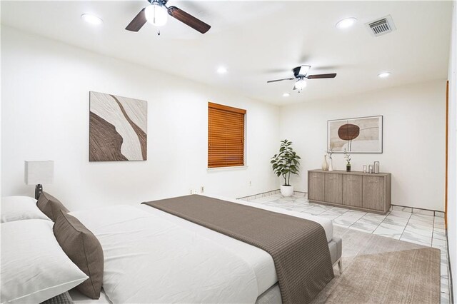 131 Ann St, Saint Rose, LA 70087 - bedroom with recessed lighting, light marble finish floors, and ceiling fan