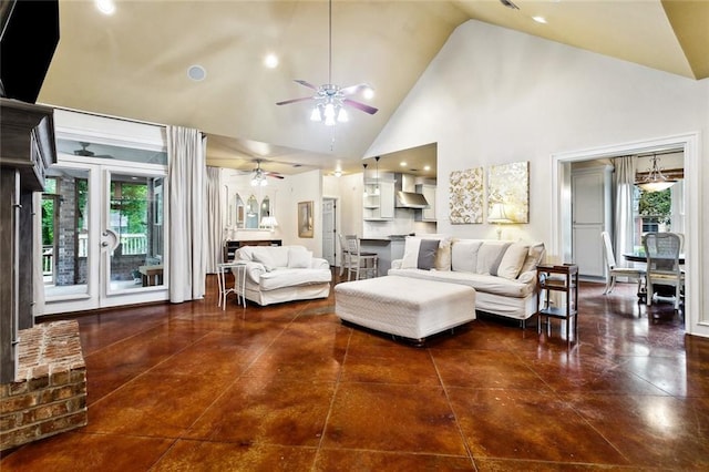 234 Blue Crane 1 Dr, Slidell, LA 70461 - living area featuring healthy amount of natural light, a ceiling fan, and high vaulted ceiling