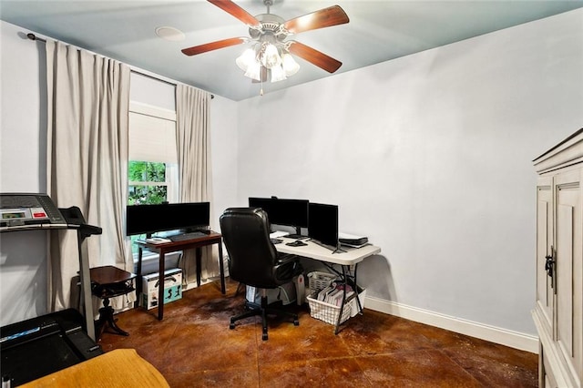 234 Blue Crane 1 Dr, Slidell, LA 70461 - office space with concrete flooring, baseboards, and ceiling fan