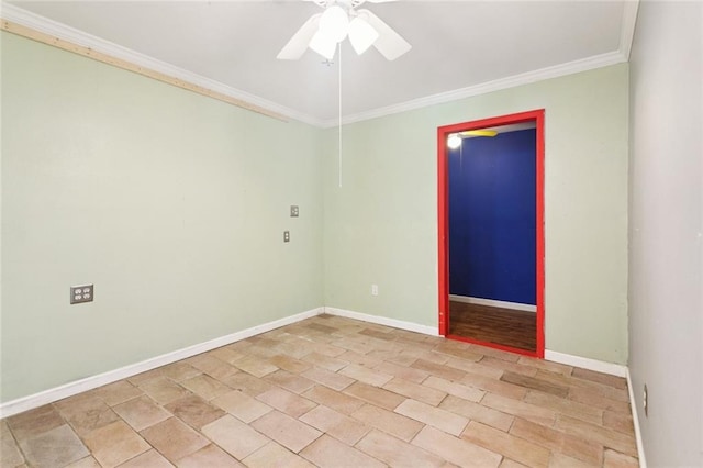 23396 S Maple Dr, Ponchatoula, LA 70454 - empty room featuring crown molding, ceiling fan, and baseboards