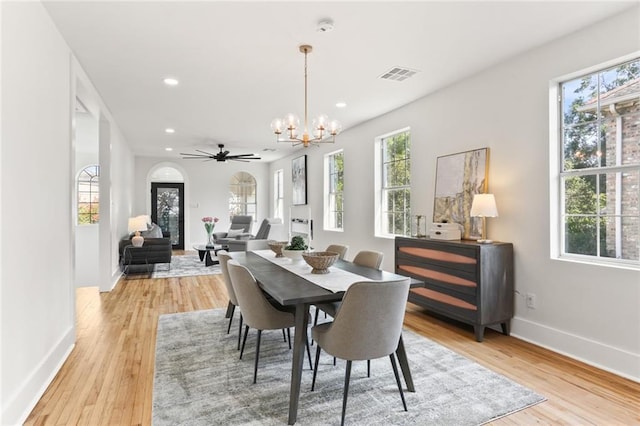 2526 Metairie Rd, Metairie, LA 70001 - dining area with plenty of natural light, a chandelier, recessed lighting, and light wood-style flooring