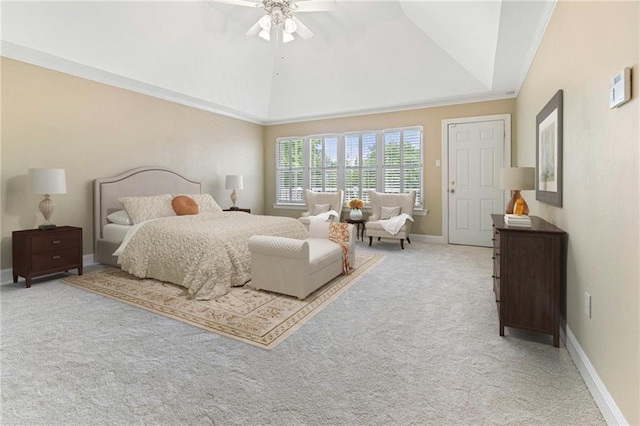 1 Miller Ln, Metairie, LA 70002 - bedroom with carpet floors, vaulted ceiling, ceiling fan, and baseboards