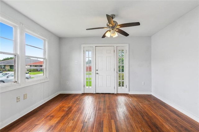 220002 Delille St, Chalmette, LA 70043 - foyer featuring hardwood / wood-style floors, baseboards, and ceiling fan