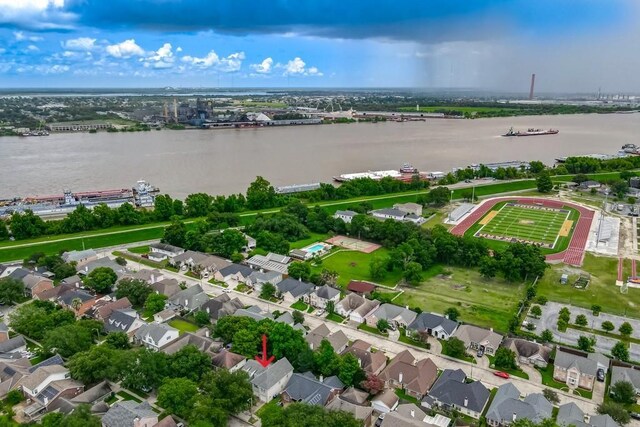 1550 De Battista Pl, New Orleans, LA 70131 - aerial overview of property's location featuring a large body of water and nearby suburban area