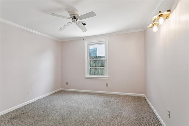 725 N Turnbull Dr, Metairie, LA 70001 - empty room with ornamental molding, carpet floors, baseboards, and a ceiling fan