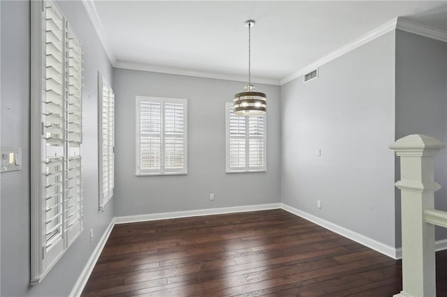 5830 Marshal Foch St, New Orleans, LA 70124 - empty room with hardwood / wood-style floors, a chandelier, baseboards, and ornamental molding