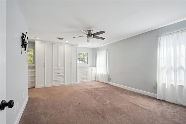 5830 Marshal Foch St, New Orleans, LA 70124 - unfurnished bedroom with light colored carpet, baseboards, recessed lighting, and ceiling fan