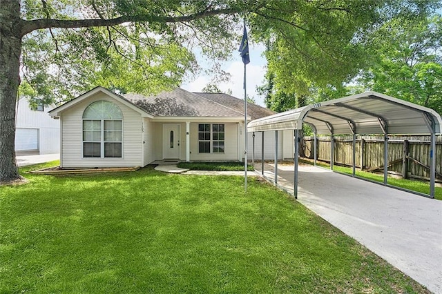 1105 Forest Ln, Mandeville, LA 70448 - ranch-style house with driveway and a detached carport