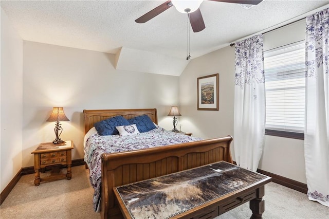 41 Yellowstone Dr, New Orleans, LA 70131 - carpeted bedroom with baseboards, a textured ceiling, ceiling fan, and lofted ceiling