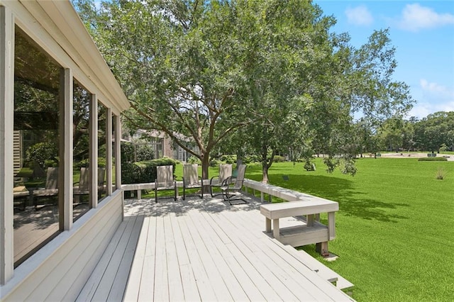 585 Beau Chene Dr, Mandeville, LA 70471 - wooden deck featuring a lawn