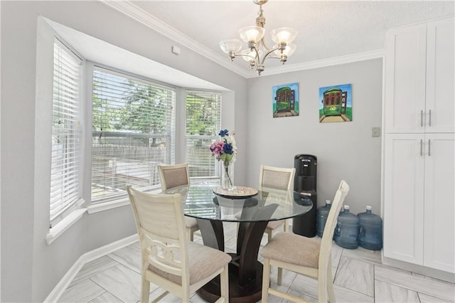 2018 Old River Rd, Slidell, LA 70461 - dining room featuring a chandelier, crown molding, and baseboards
