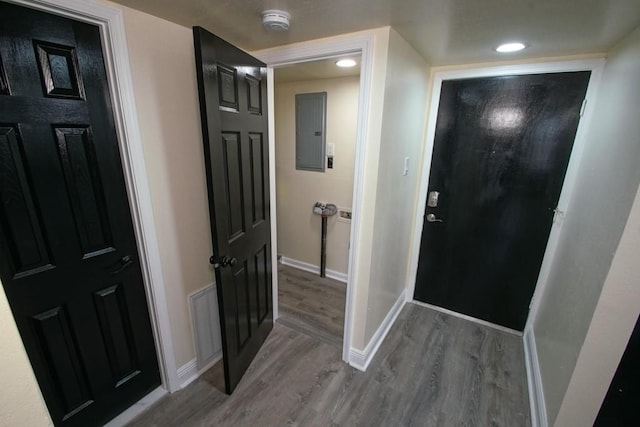 2500 Houma Blvd Unit 202, Metairie, LA 70001 - foyer entrance with electric panel, wood finished floors, and baseboards