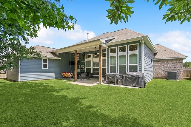668 Highlands Dr, Slidell, LA 70458 - rear view of property featuring a patio, central AC, a ceiling fan, and roof with shingles