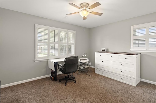 1924 Cammie Ave, Metairie, LA 70003 - carpeted office featuring healthy amount of natural light, a ceiling fan, and baseboards