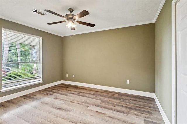 118 Weatherly Cv, Slidell, LA 70458 - empty room featuring wood finished floors, crown molding, baseboards, and ceiling fan