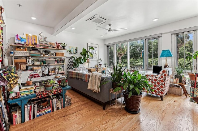 822 N Rampart St Unit 301, New Orleans, LA 70116 - living area featuring ceiling fan, wood finished floors, and recessed lighting