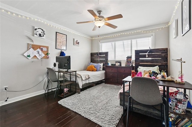 613 Andrews Ave, Metairie, LA 70005 - bedroom featuring wood finished floors, baseboards, a ceiling fan, and crown molding