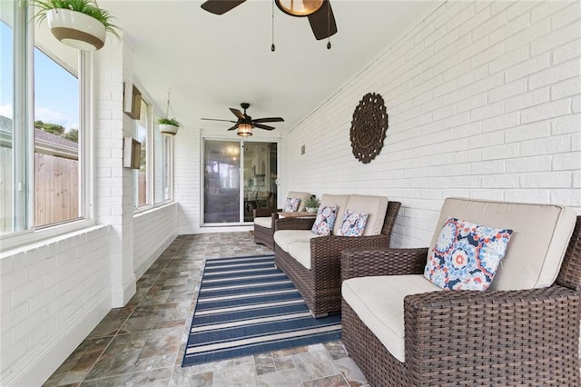 4212 Pommard Dr, Kenner, LA 70065 - sunroom / solarium featuring a ceiling fan and an outdoor living space
