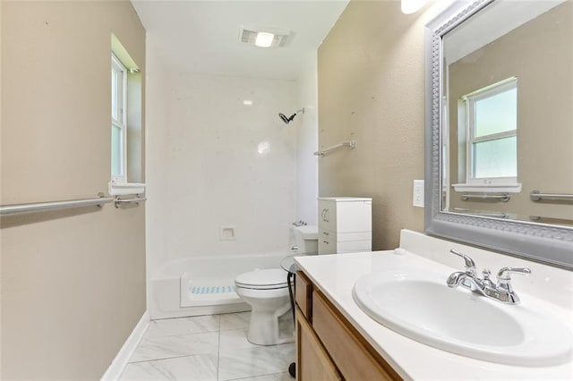 303 Clearwood Dr, Slidell, LA 70458 - full bath with vanity, marble finish floors, and tub / shower combination