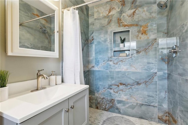 6909 Asher St, Metairie, LA 70003 - bathroom with vanity and a tile shower