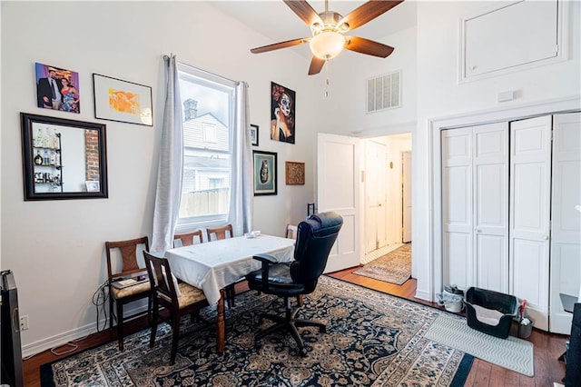 352123 Cleveland Ave, New Orleans, LA 70119 - office space featuring wood finished floors, ceiling fan, and baseboards