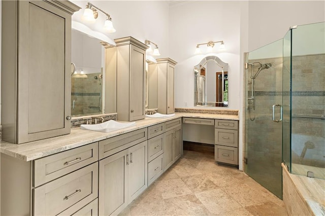 580 Northwoods Dr, Abita Springs, LA 70420 - full bathroom featuring a stall shower and vanity