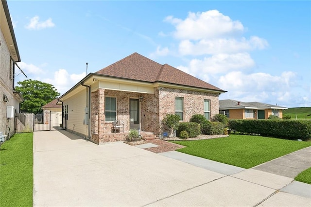 1516 Huron Ave, Metairie, LA 70005 - view of front of house featuring a gate, concrete driveway, brick siding, a porch, and a shingled roof