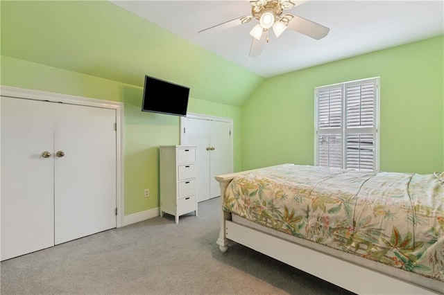 6661 Colbert St, New Orleans, LA 70124 - carpeted bedroom with vaulted ceiling and a ceiling fan
