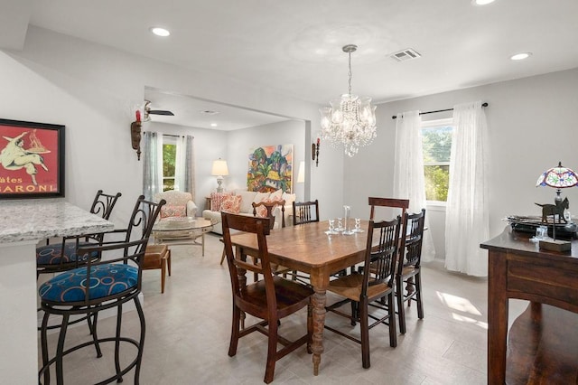 1012 W 11th Ave, Covington, LA 70433 - dining area featuring plenty of natural light, a chandelier, and recessed lighting