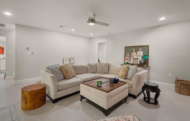 1012 W 11th Ave, Covington, LA 70433 - living area featuring recessed lighting, ceiling fan, and baseboards