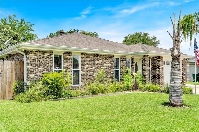 3140 Arbutus Ln, Marrero, LA 70072 - ranch-style home with an attached garage, brick siding, and roof with shingles