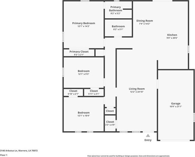 3140 Arbutus Ln, Marrero, LA 70072 - room layout