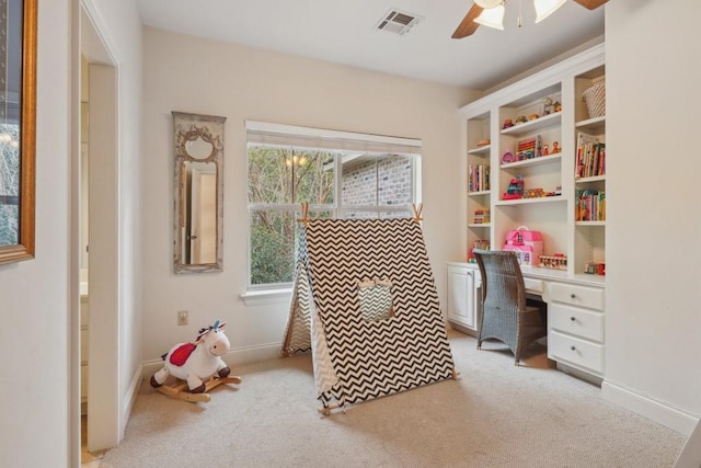 20 Beechwood Gardens Ln, Covington, LA 70435 - rec room featuring ceiling fan, light colored carpet, and baseboards