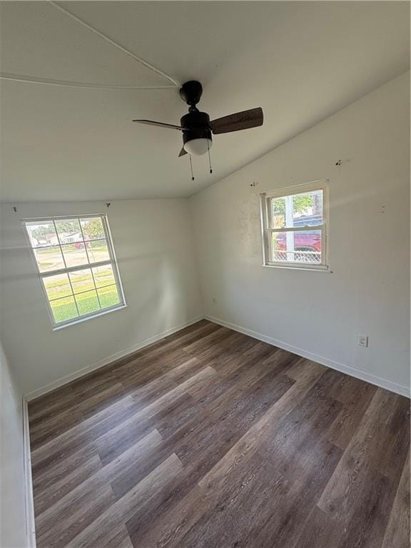 245 W Tish Dr, Avondale, LA 70094 - unfurnished room with wood finished floors, ceiling fan, baseboards, and vaulted ceiling