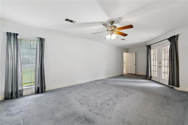 37112 Harper Ln, Pearl River, LA 70452 - unfurnished room with ceiling fan, ornamental molding, carpet flooring, and baseboards