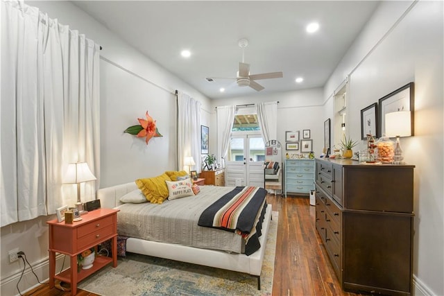 155 Alix St, New Orleans, LA 70114 - bedroom featuring hardwood / wood-style flooring, recessed lighting, and ceiling fan