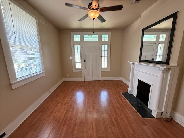 33739 Highway Dr, Jefferson, LA 70121 - entryway featuring plenty of natural light, wood finished floors, baseboards, and a ceiling fan