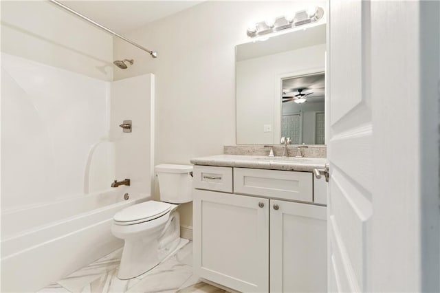 5117 Academy Dr, Metairie, LA 70003 - bathroom with vanity,  shower combination, and ceiling fan