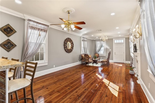 2720 New Orleans St, New Orleans, LA 70119 - entrance foyer featuring ornamental molding, ceiling fan, hardwood / wood-style flooring, baseboards, and recessed lighting