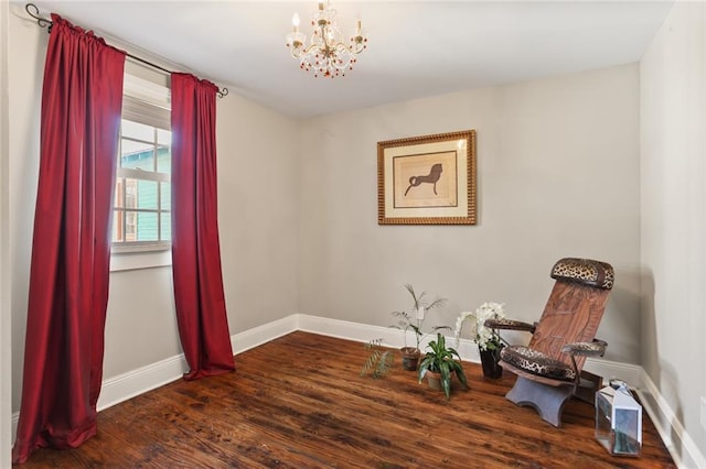 2720 New Orleans St, New Orleans, LA 70119 - sitting room with a chandelier, baseboards, and wood finished floors