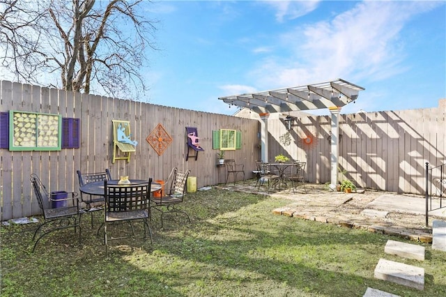 2720 New Orleans St, New Orleans, LA 70119 - view of yard with outdoor dining space, a patio area, and a pergola
