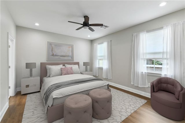 3225 Milan St, New Orleans, LA 70125 - bedroom with wood finished floors, baseboards, recessed lighting, and a ceiling fan
