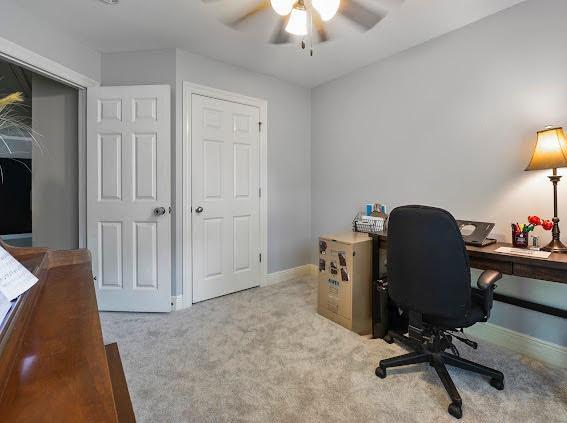 72158 Mill Rd, Abita Springs, LA 70420 - carpeted office space with a ceiling fan and baseboards