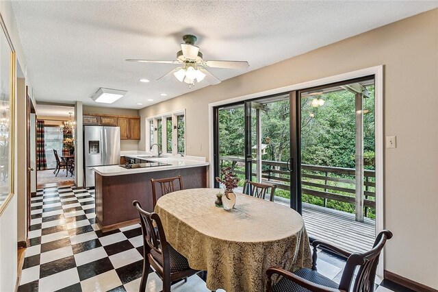 101 Lefleur Dr, Slidell, LA 70460 - dining space with tile patterned floors, ceiling fan, and recessed lighting