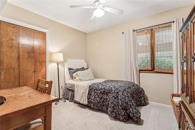 101 Lefleur Dr, Slidell, LA 70460 - bedroom with light colored carpet and a ceiling fan