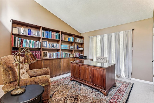 101 Lefleur Dr, Slidell, LA 70460 - office area with lofted ceiling and light carpet