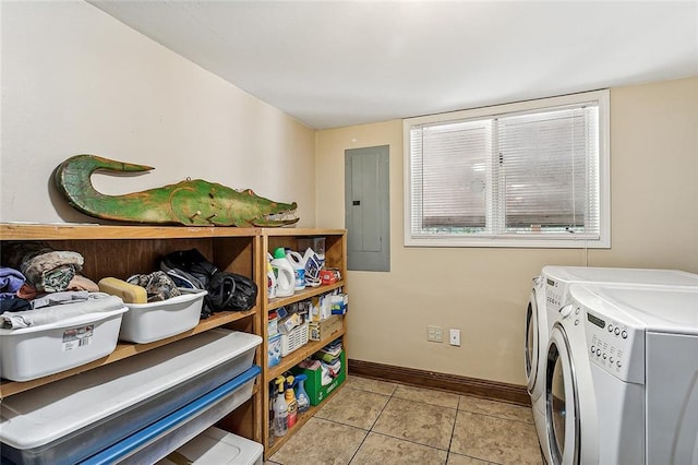 101 Lefleur Dr, Slidell, LA 70460 - washroom featuring electric panel, independent washer and dryer, and light tile patterned floors